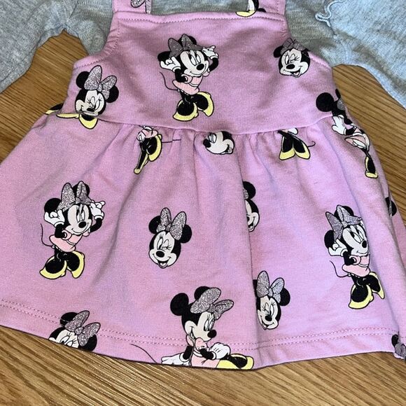 Disney Minnie Mouse 0-3 Months Pink and Gray Dress - Picture 2 of 5